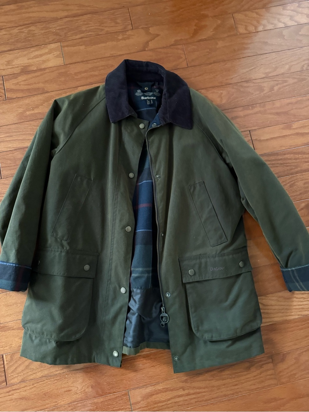 Barbour Acorn Olive Waxed Cotton Jacket size 10